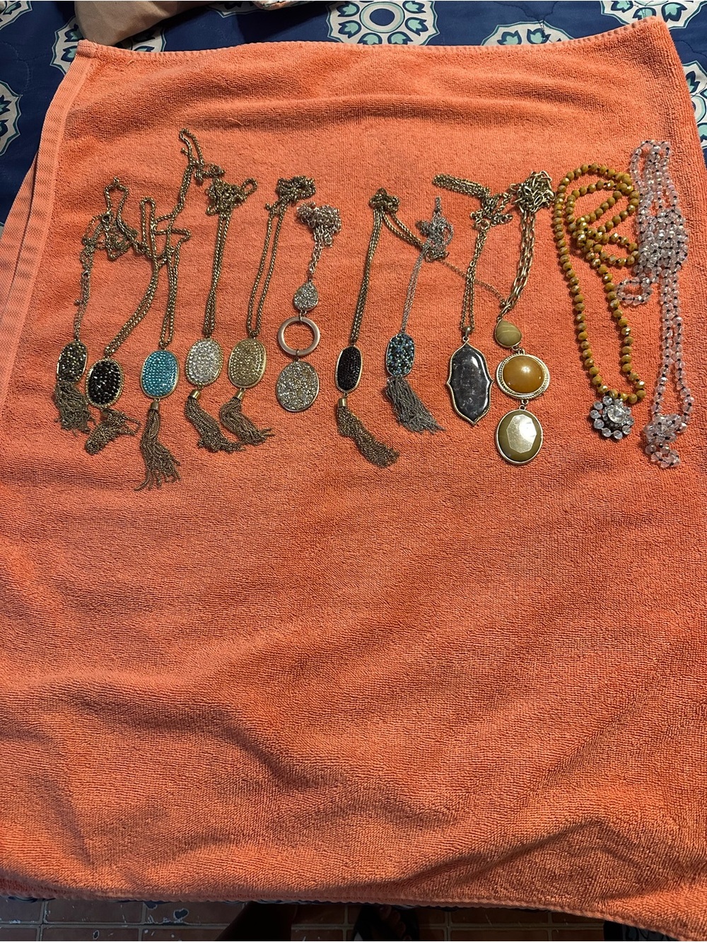 Gold-Tone Multi Pendant Tassel Necklace -Fashion jewelry bundle